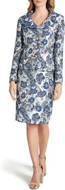 Floral Jacquard Long Sleeve Two-Piece Dress