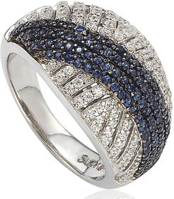 Suzy Levian Sterling Silver Blue Sapphire & CZ Ring at Nordstrom Rack