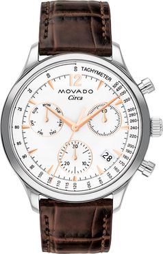 Heritage Circa Chronograph Leather Strap Watch, 43mm