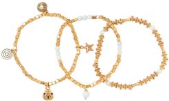 Alex and Ani Sand Dollar Gold Plated Beaded Stretch Bracelet - Set of 3 at Nordstrom Rack