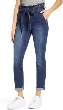High Paperbag Waist Ankle Skinny Jeans