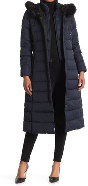 Tahari Faux Fur Trim Hood Long Puffer Jacket at Nordstrom Rack