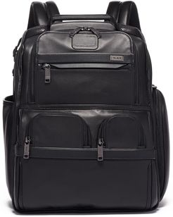 Alpha 3 Compact Laptop Leather Brief Pack - Black