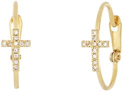 Bony Levy 18K Gold Petite Diamond Cross Huggie Hoop Earrings - 0.15 ctw at Nordstrom Rack