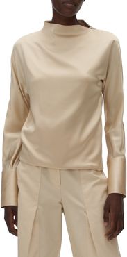 Shoulder Zip Stretch Silk Blouse