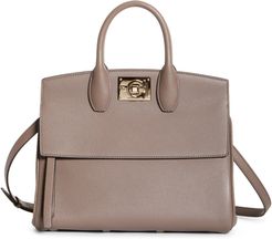 The Studio Calfskin Leather Top Handle Bag - Brown