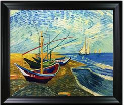 Overstock Art Fishing Boats on the Beach at Saintes-Maries with Black Matte Frame at Nordstrom Rack