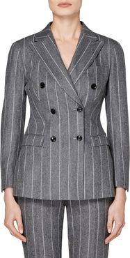 SUISTUDIO Cameron Chalk Stripe Double Breasted Wool & Alpaca Blend Jacket at Nordstrom Rack