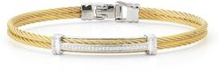 ALOR 18K Yellow Gold Plated Stainless Steel Pave Diamond Bar Wire Bangle Bracelet - 0.18 ctw at Nordstrom Rack
