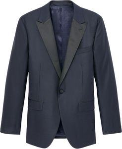 Slim Fit Houndstooth Wool & Silk Tuxedo Jacket