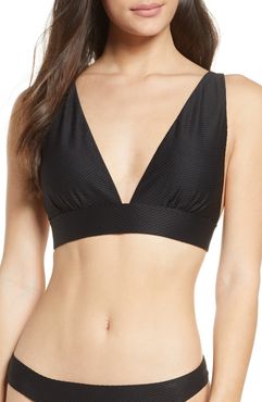 Textured Plunge Bikini Top