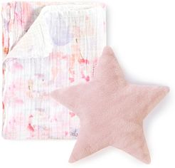 Blush Swaddle Blanket & Star Pillow Set