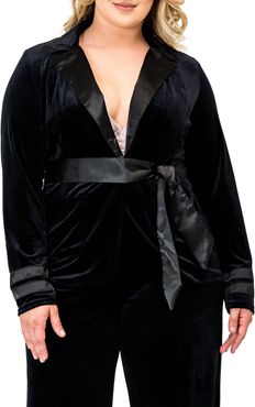 Plus Size Women's Standards & Practices Lottie Velvet & Satin Jacket