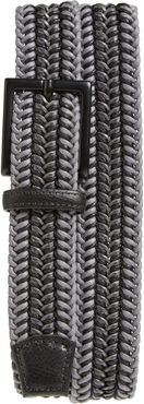 Big & Tall Torino Woven Cotton & Leather Belt Black