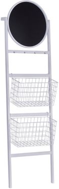 Willow Row Rectangular White Wood Ladder Mirror Shelf with Baskets 2 20"W x 71"H at Nordstrom Rack
