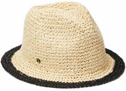 Heritage Stripe Packable Straw Fedora - Black