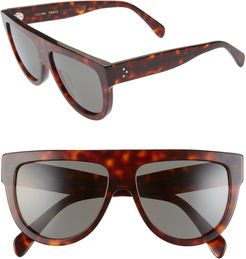 58mm Polarized Aviator Sunglasses - Red Havana