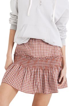 Gingham Seersucker Smocked Miniskirt