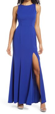 Jewel Side Trim Crepe Gown