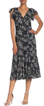 Cinq a Sept Lisette Patterned Ruffle Cap Sleeve Dress at Nordstrom Rack