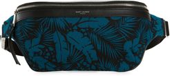Palm Print Canvas Belt Bag - Blue