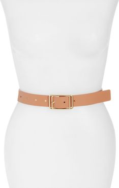 Halogen Square Buckle Leather Belt