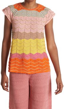 M Missoni Chevron Stripe Cap Sleeve T-Shirt at Nordstrom Rack