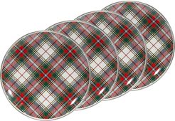 Enamelware Highland Plaid Set Of 4 Enameled Dinner Plates