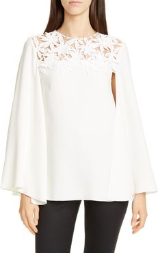 Oscar de la Renta Illusion Embroidered Silk Blend Blouse at Nordstrom Rack