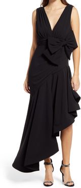 Bow Detail Plunge Neck Georgette Gown