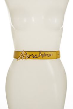 MOSCHINO Leather Cursive Logo Belt at Nordstrom Rack