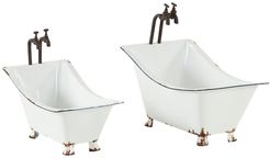 Willow Row Farmhouse Style White Metal Clawfoot Tub Planter Set of 2 at Nordstrom Rack