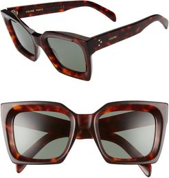 51mm Square Sunglasses - Dark Havana/ Green