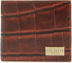 Pinpong Croc Embossed Bifold Leather Wallet - Brown