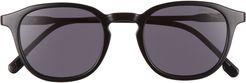 49mm Round Sunglasses - Black/ Grey Blue