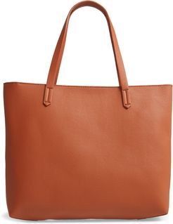 Faux Leather Classic Tote - Brown