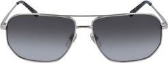 61mm Navigator Sunglasses - Silver/ Grey Gradient