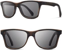 'Canby' 54mm Polarized Wood Sunglasses - Distressed Dark Walnut/ Grey