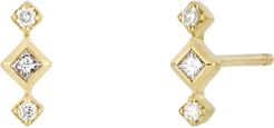 Getty Three-Stone Diamond Stud Earrings (