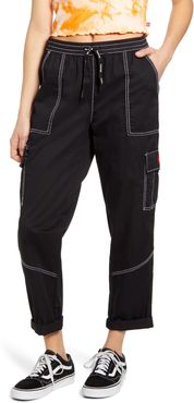 Contrast Stitch Tapered Pull On Pants