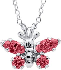 Infant Girl's Mignonette Butterfly Birthstone Sterling Silver Pendant Necklace