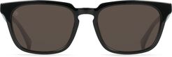 Hirsch 52mm Polarized Rectangle Sunglasses - Crystal Blk/ Smoke Brown Polar