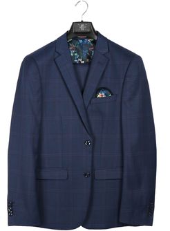 SOUL OF LONDON Navy Blue Plaid Two Button Notch Lapel Suit at Nordstrom Rack