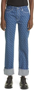 Marissa Monogram Print Straight Fit Jeans