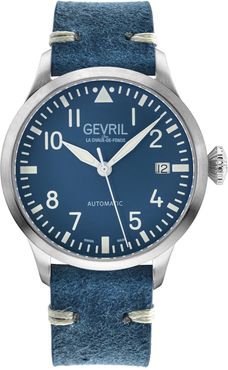 Gevril Men's Vaughn Blue Leather Watch, 44mm at Nordstrom Rack