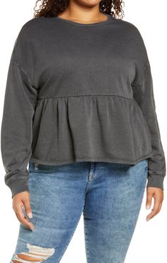 Plus Size Women's Bp. Babydoll Crop Sweatshirt