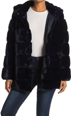 BCBGMAXAZRIA Cozy Grooved Faux Fur Coat at Nordstrom Rack
