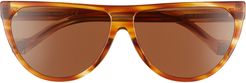 61mm Flat Top Sunglasses - Blonde Havana/ Brown