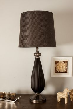 Willow Row Modern Linen Drum Shade Matte Black Iron Table Lamp at Nordstrom Rack