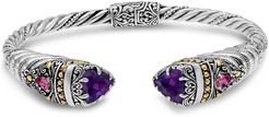 DEVATA Sterling Silver Bali Filigree Amethyst Pink Topaz Hinge Cuff Bracelet at Nordstrom Rack